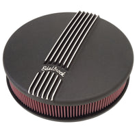 Edelbrock Air Cleaner Classic Series Round Aluminum Top Cloth Element 14In Dia X 3 9In Black - Burkken Auto Parts