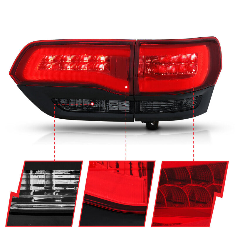 ANZO 2014-2016 Jeep Grand Cherokee LED Taillights Red/Smoke - Burkken Auto Parts