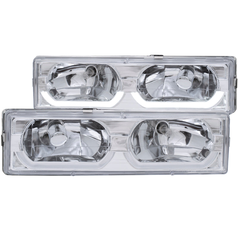 ANZO 1988-1998 Chevrolet C1500 Crystal Headlights Chrome w/ Low - Brow - Burkken Auto Parts