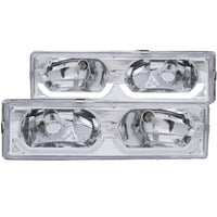 ANZO 1988-1998 Chevrolet C1500 Crystal Headlights Chrome w/ Low - Brow - Burkken Auto Parts