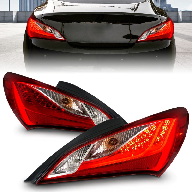 ANZO 2010-2013 Hyundai Genesis LED Taillights Red/Clear - Burkken Auto Parts