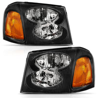 ANZO 2002-2009 GMC Envoy Crystal Headlight  Black Amber - Burkken Auto Parts