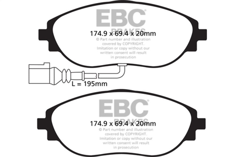 EBC 12+ Volkswagen CC 3.6 Greenstuff Front Brake Pads - Burkken Auto Parts