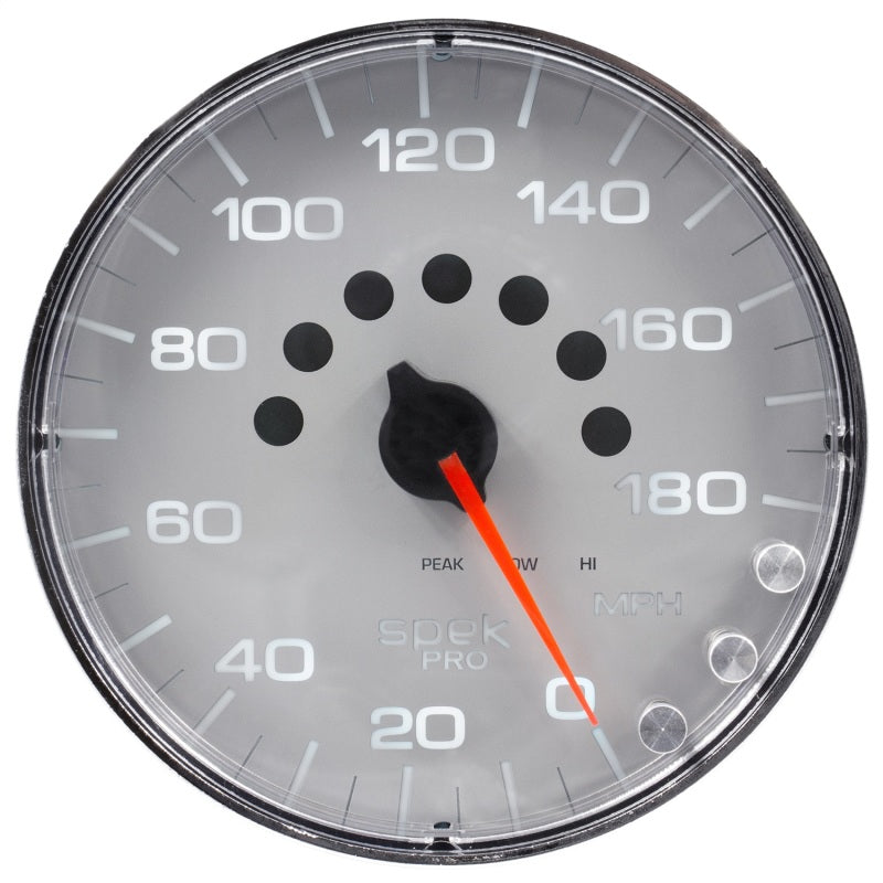 Autometer Spek-Pro Gauge Speedometer 5in 180 Mph Elec. Programmable Silver/Chrome - Burkken Auto Parts