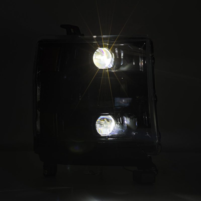 AlphaRex 16-18 Chevy 1500HD LUXX LED Proj Headlights Alpha-BK w/Seq Atv Lgt / SeqSig (Req PN 810023) - Burkken Auto Parts