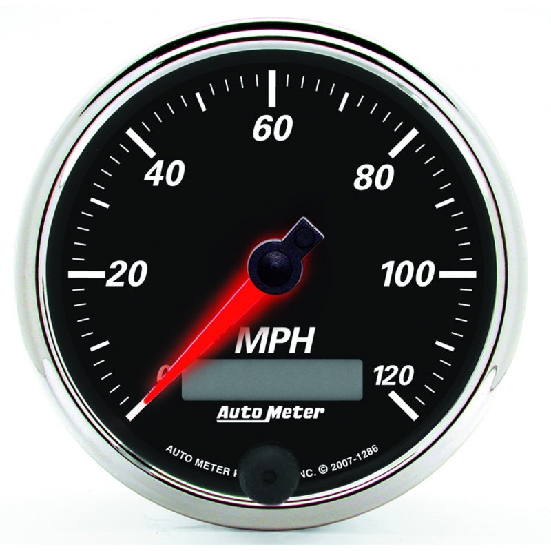 Autometer Designer Black II 3 3/8in 120 MPH In-Dash Speedo w/ LCD ODO - Burkken Auto Parts