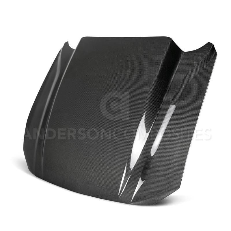 Anderson Composites 2018 Ford Mustang Double Sided Type-CJ 4in Carbon Fiber Cowl Hood - Burkken Auto Parts