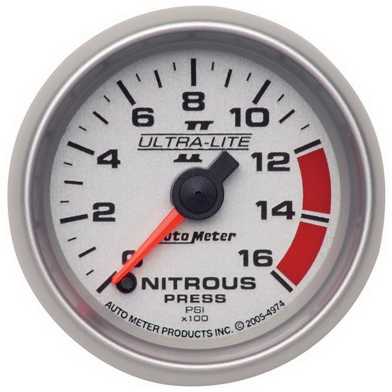 Autometer Ultra-Lite II 2 1/16in FSE 0 - 1600 PSI Nitrous Pressure Gauge - Burkken Auto Parts