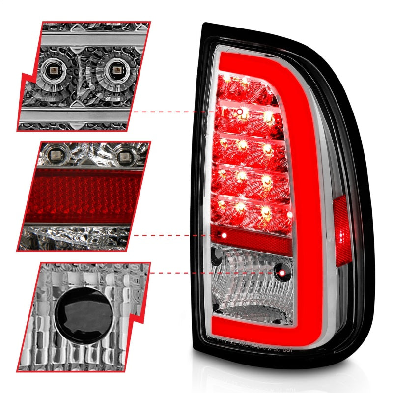 ANZO 00-06 Toyota Tundra LED Taillights w/ Light Bar Chrome Housing Clear Lens - Burkken Auto Parts
