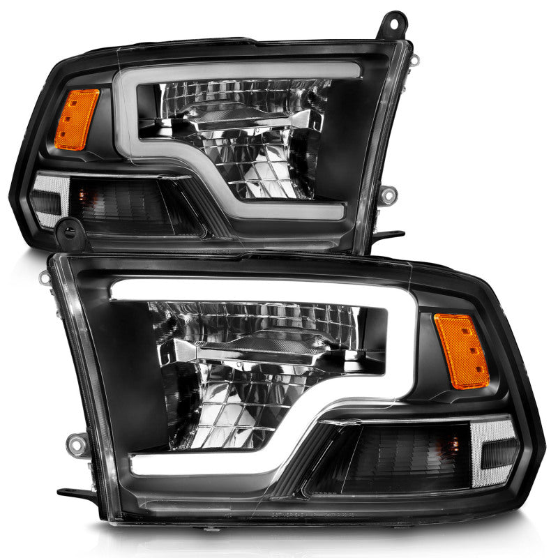 ANZO 2009-2020 Dodge Ram 1500 Full LED Square Projector Headlights w/ Chrome Housing Black Amber - Burkken Auto Parts