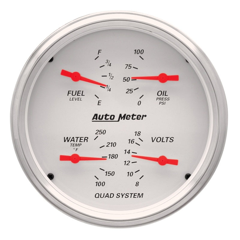AutoMeter Gauge Kit 2 Pc. Quad & Speedometer 5in. Arctic White - Burkken Auto Parts