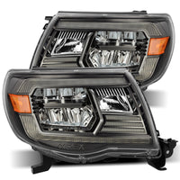 AlphaRex 05-11 Toyota Tacoma LUXX Crystal Headlights Plank Style Alpha Black w/Activation Light/DRL - Burkken Auto Parts