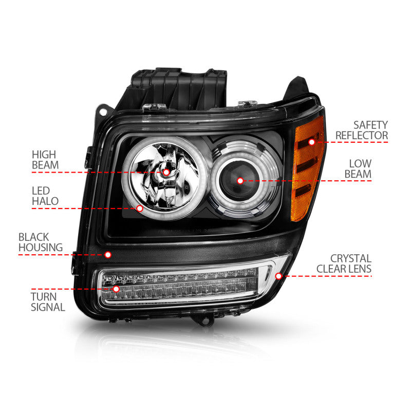 ANZO 2007-2012 Dodge Nitro Projector Headlights w/ Halo Black (CCFL) G2 - Burkken Auto Parts