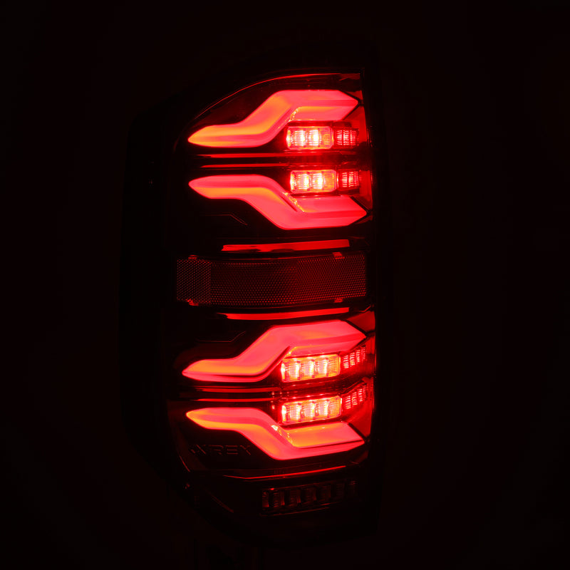 AlphaRex 14-21 Toyota Tundra LUXX LED Taillights Blk w/Activ Light/Seq Signal - Burkken Auto Parts