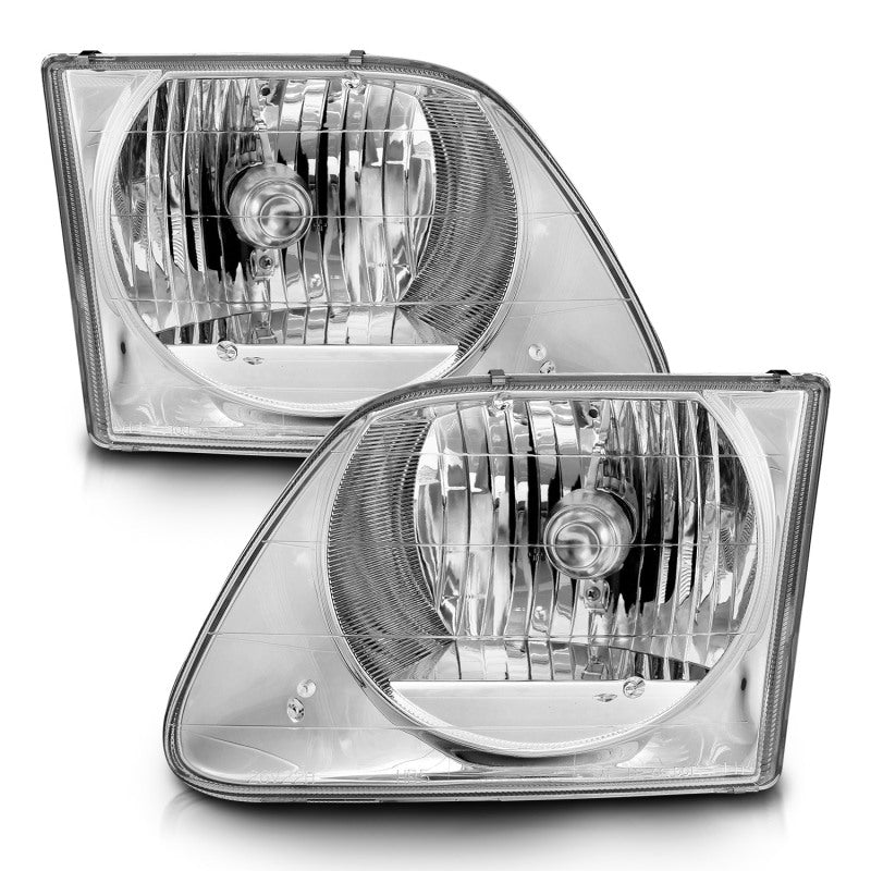 ANZO 1997-2003 Ford F-150 Crystal Headlights Chrome - Burkken Auto Parts