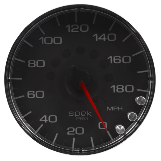 Autometer Spek-Pro Gauge Speedometer 5in 180 Mph Elec. Programmable Black/Chrome - Burkken Auto Parts