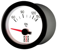 Autometer Stack 52mm 60-150 Deg C M10 Male Electric Oil Temp Gauge - White - Burkken Auto Parts