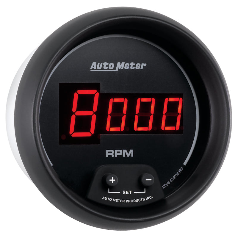 AutoMeter Gauge Tach 3-3/8in. 10K RPM In-Dash Digital Black Dial W/ Red Led - Burkken Auto Parts
