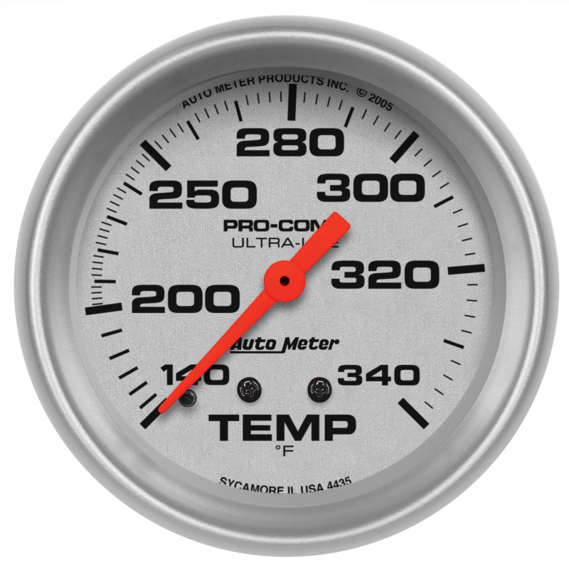 Autometer Ultra-Lite 2-5/8in Mechanical 140-340 Degree F Temperature Gauge - Burkken Auto Parts
