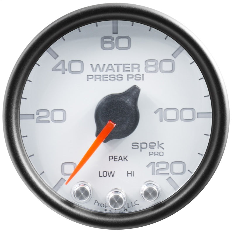 Autometer Spek-Pro Gauge Water Press 2 1/16in 120psi Stepper Motor W/Peak & Warn Wht/Blk - Burkken Auto Parts