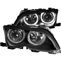 ANZO 2002-2005 BMW 3 Series E46 Projector Headlights w/ Halo Black - Burkken Auto Parts