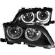 ANZO 2002-2005 BMW 3 Series E46 Projector Headlights w/ Halo Black - Burkken Auto Parts