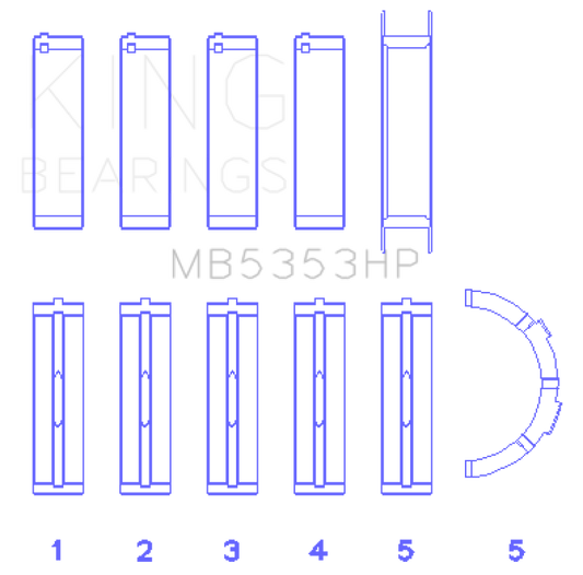 King Engine Bearings Ford 281 4.6L SOHC 16V Performance Main Bearing Set - Size STD