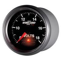 Autometer Sport-Comp II 2-1/16in Digital Voltometer Gauge - 18V - Burkken Auto Parts