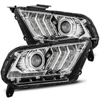 AlphaRex 10-12 Ford Mustang LUXX LED Proj Headlights Plank Style Chrome w/Activ Light/Seq Signal - Burkken Auto Parts