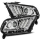 AlphaRex 10-12 Ford Mustang LUXX LED Proj Headlights Plank Style Chrome w/Activ Light/Seq Signal - Burkken Auto Parts