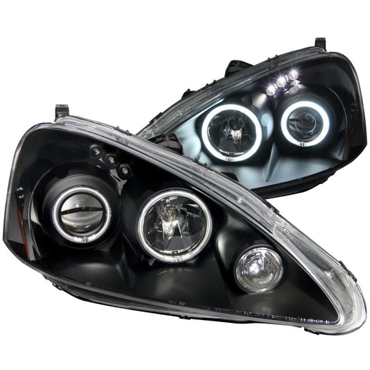 ANZO 2005-2006 Acura RSX Projector Headlights w/ Halo Black - Burkken Auto Parts