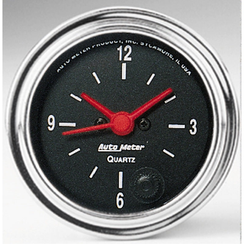 Autometer Traditional Chrome 2-1/16in 12HR Analog Clock Gauge - Burkken Auto Parts