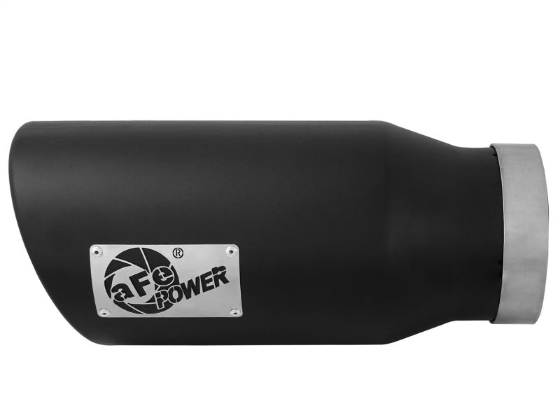aFe POWER MACH Force-Xp 5in 304 Stainless Steel Exhaust Tip 5In x 7Out x15Lin Bolt-On Right-Blk - Burkken Auto Parts