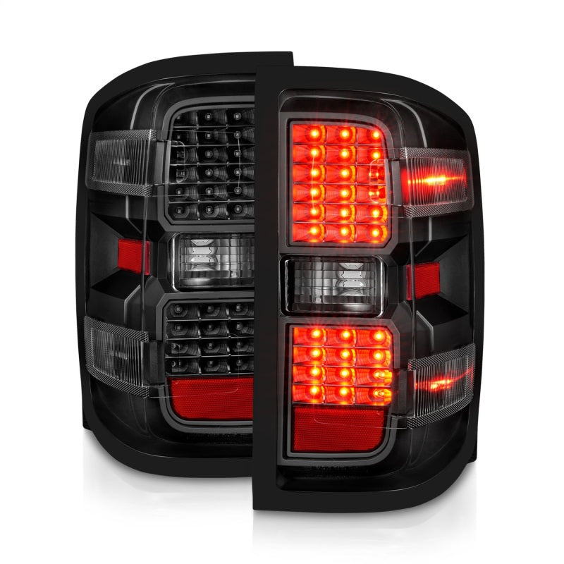 ANZO 15-19 Chevy Silverado 2500HD/3500HD (Factory Halogen Only) LED Tail Lights Black w/Clear Lens - Burkken Auto Parts
