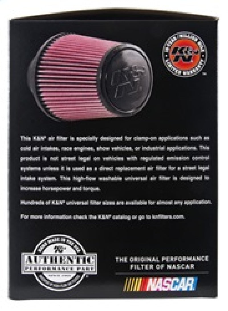 K&N Universal Rubber Filter - Round Tapered 6in Base OD x 3in Flange ID x 6in H - Burkken Auto Parts