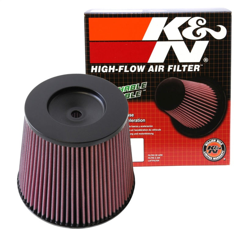K&N Universal Round Tapered Filter 6in Flange ID x 9in Base OD x 6.625in Top OD x 7.5in Height - Burkken Auto Parts
