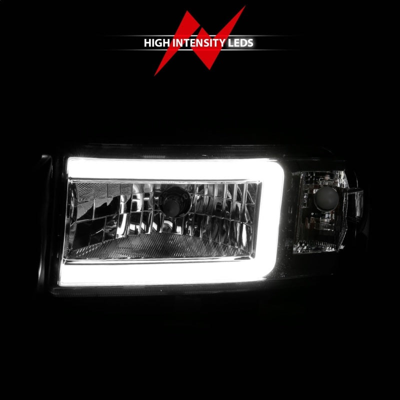 ANZO 94-02 Dodge RAM Crystal Headlight - w/ Light Bar Chrome Housing - Burkken Auto Parts