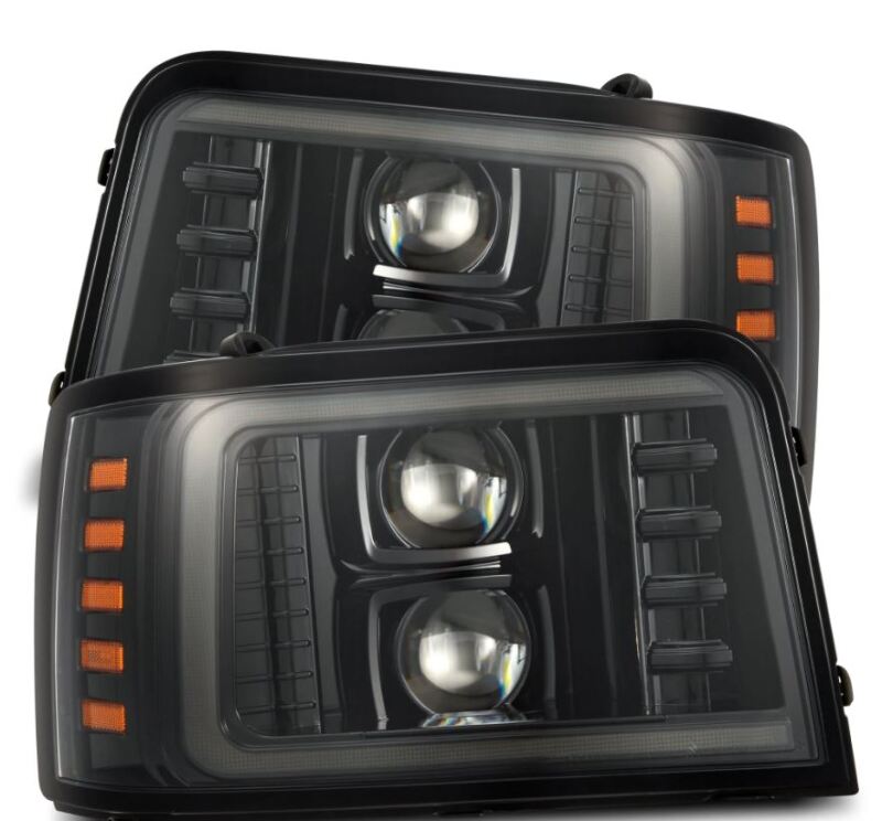 AlphaRex 92-96 Ford F-Series/Bronco PRO-Series Proj Headlights Alpha-Blk w/Seq. Sig & DRL - Burkken Auto Parts