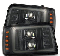 AlphaRex 92-96 Ford F-Series/Bronco PRO-Series Proj Headlights Alpha-Blk w/Seq. Sig & DRL - Burkken Auto Parts