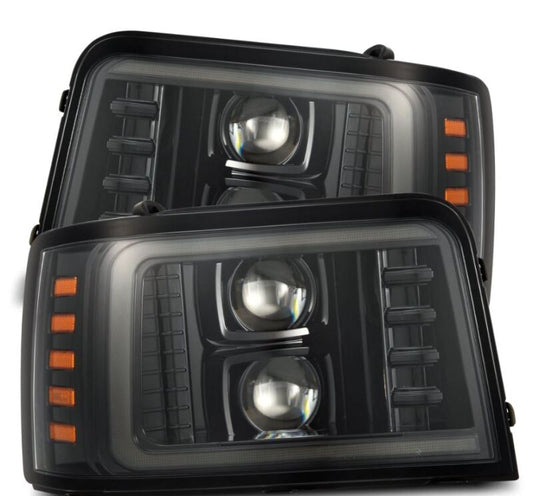 AlphaRex 92-96 Ford F-Series/Bronco PRO-Series Proj Headlights Alpha-Blk w/Seq. Sig & DRL - Burkken Auto Parts