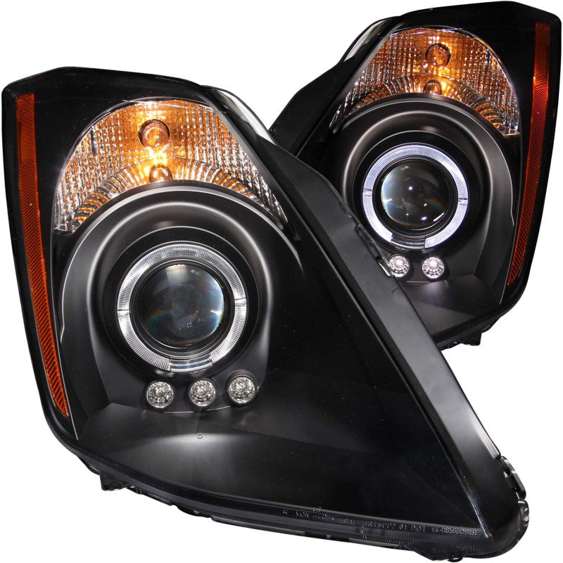 ANZO 2003-2005 Nissan 350Z Projector Headlights w/ Halo Black - Burkken Auto Parts