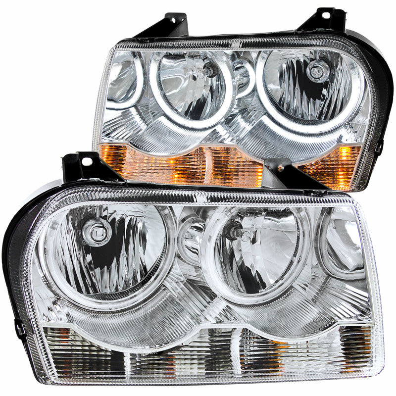ANZO 2005-2010 Chrysler 300 Crystal Headlights w/ Halo Chrome (CCFL) - Burkken Auto Parts