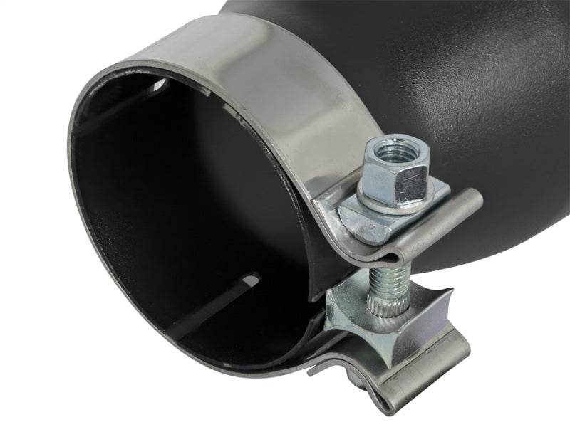 aFe MACH Force-Xp 409 SS Exhaust Tip Black (Left Side) 3in In x 4-1/2in Out x 9in L Clamp-On - Burkken Auto Parts