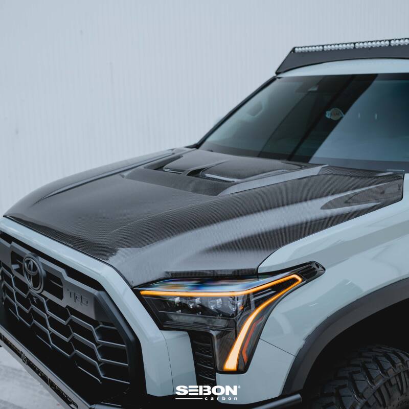 Seibon 22-24 Toyota Tundra / 23-24 Toyota Sequoia RR-Style Carbon Fiber Hood - Burkken Auto Parts