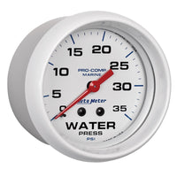 Autometer AutoGage 2-5/8in. / 35 PSI Mechanical Water Press Gauge - Marine White - Burkken Auto Parts