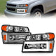 ANZO 04-12 GM Colorado/Canyon/I-Series Crystal Headlights - w/ Light Bar Chrome Housing 4pcs - Burkken Auto Parts