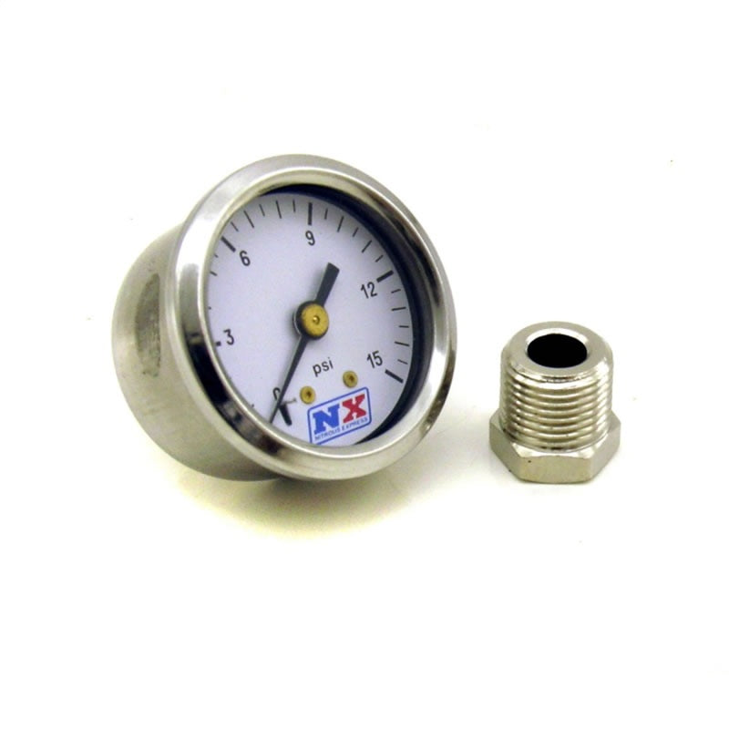Nitrous Express Pressure Gauge (0-15 PSI w/Adaptor) - Burkken Auto Parts