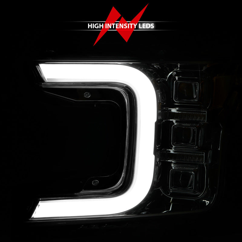 ANZO 18-20 Ford F-150 Full Led Projector Light Bar Style Headlights - Chrome Amber - Burkken Auto Parts