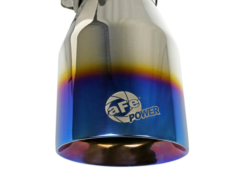 aFe Mach Force XP 304 Stainless Steel Clamp-On Exhaust Tip 2.5in Inlet / 4in Outlet - Blue Flame - Burkken Auto Parts