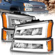 ANZO 2003-2006 Chevrolet Silverado 1500 Crystal Headlights w/ Light Bar Chrome Housing - Burkken Auto Parts